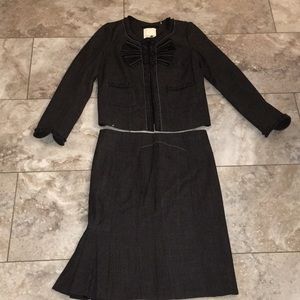 Rebecca Taylor Black/Grey Skirt Set Suit Jacket size 2 Skirt size 4 EUC
